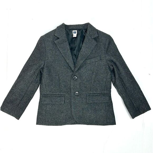 Janie and Jack Wool Blend Blazer Suit Jacket Gray with Elbow Patches sz 4 - Picture 1 of 13